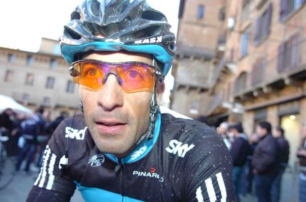Juan Antonio Flecha shows the apin of finishing Strade Bianche