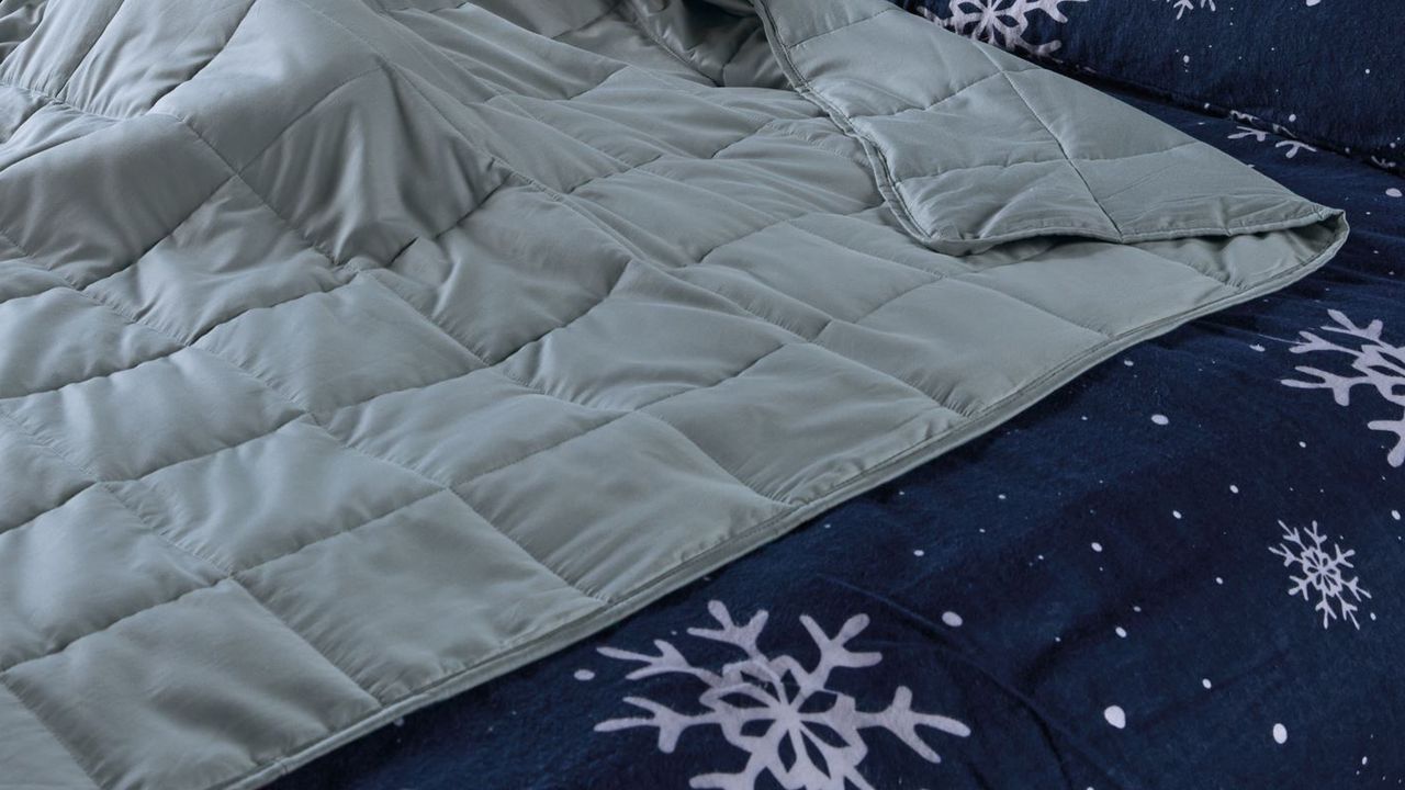 aldi weighted blanket in light grey