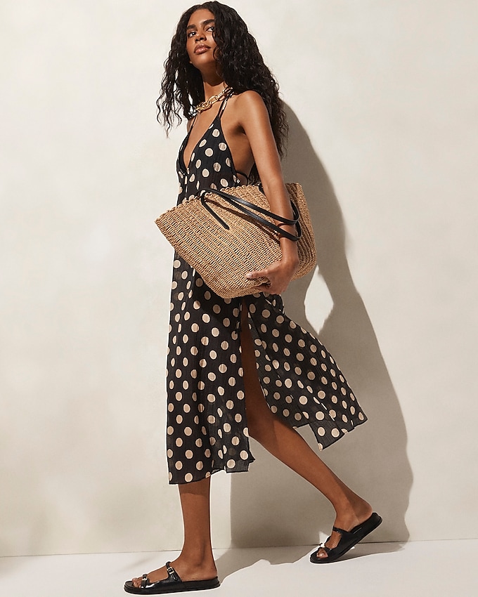 Crinkle Side-Tie Dress in Dot Print