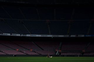 Andres Iniesta of FC Barcelona sits on the pitch at the end of La Liga match between Barcelona and Real Sociedad at Camp Nou on May 20, 2018 in Barcelona, Spain. The FC Barcelona captain played his last match with the FC Barcelona.