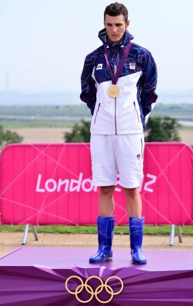 Mountain bike gold medallist Jaroslav Kulhavy (Czech) on the podium