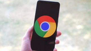 Google Chrome logo on a phone screen