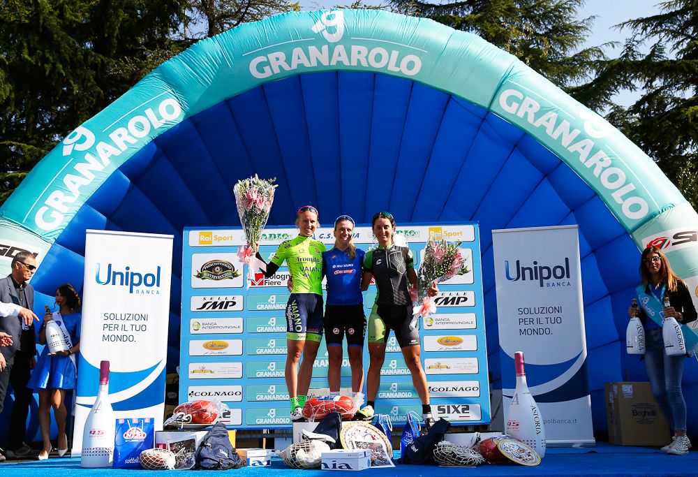 Guderzo, Leleivyte and Ratto on the Giro dell'Emilia podium