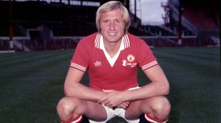 Jimmy Greenhoff of Manchester United, 1977