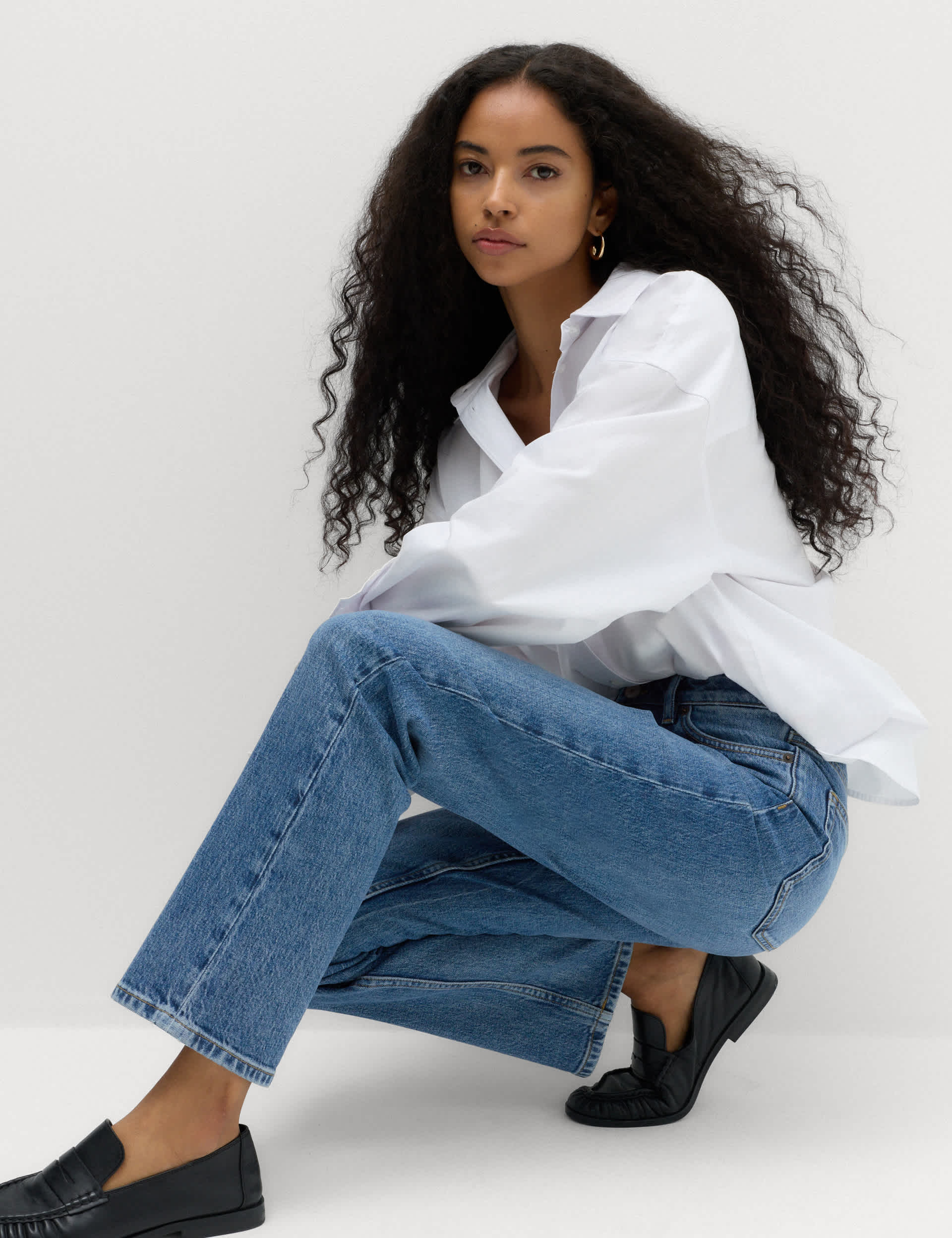 Mid Rise Straight Leg Ankle Length Jeans