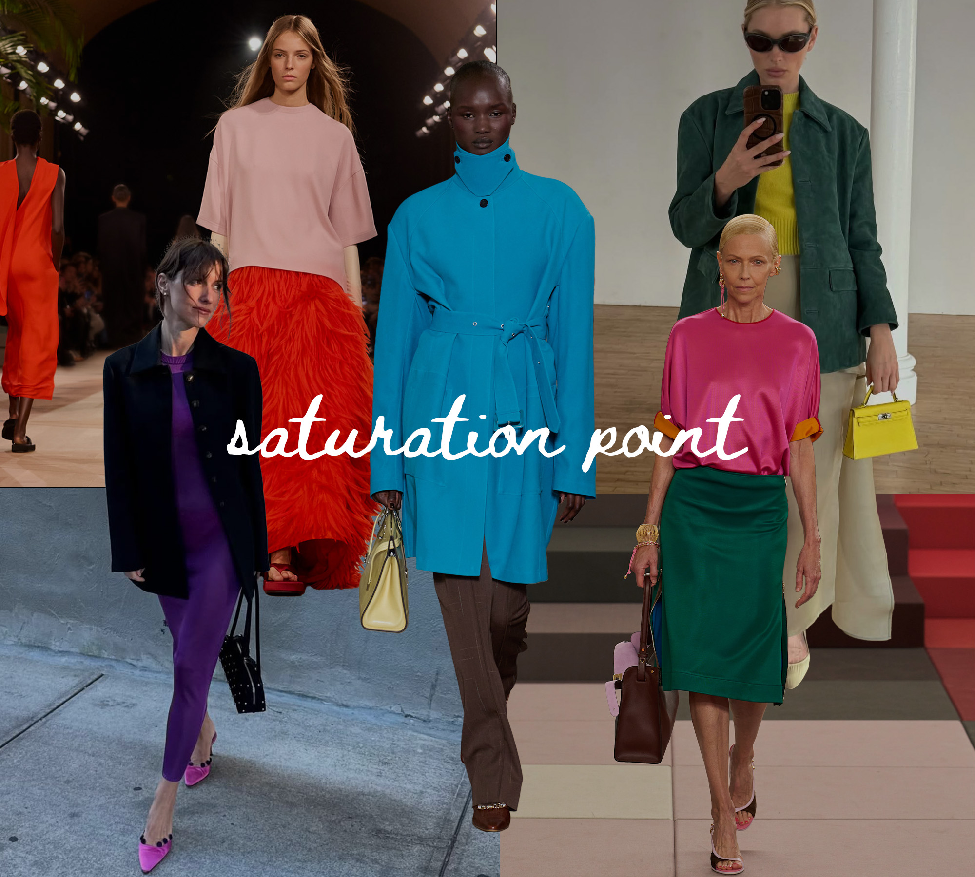 A collage of runway and influencer imagery featuring the biggest style shifts in 2026 fashion.