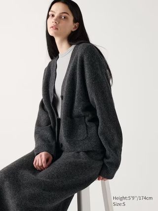 Uniqlo, Soufflé Yarn V Neck Short Cardigan