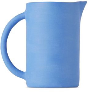 A blue pitcher