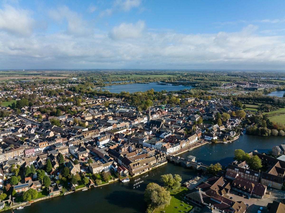 An aerial photo of a town taken on the DJI Mavic 3 drone