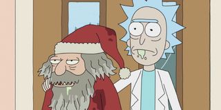 Homeless Santa and Rick Sanchez on Rick and Morty