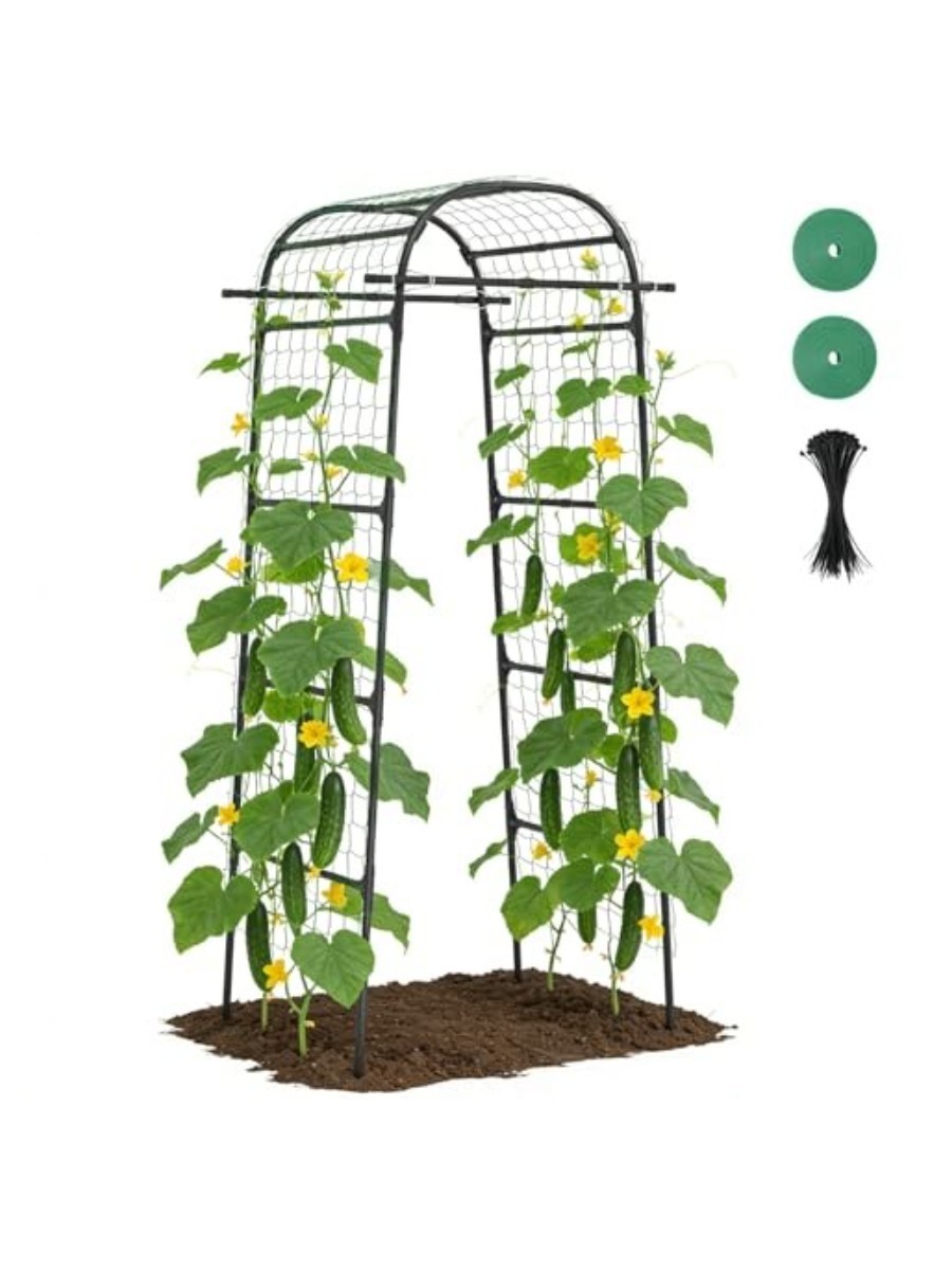 Suteck Garden Arch Trellis with cucumbers growing on it