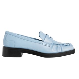 Square Toe Charles & Keith Ruched Square-Toe Loafers - Light Blue