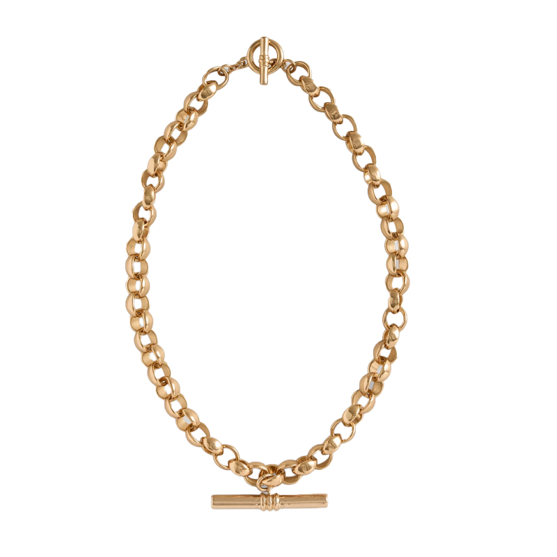 Gold t-bar chain necklace, Boden