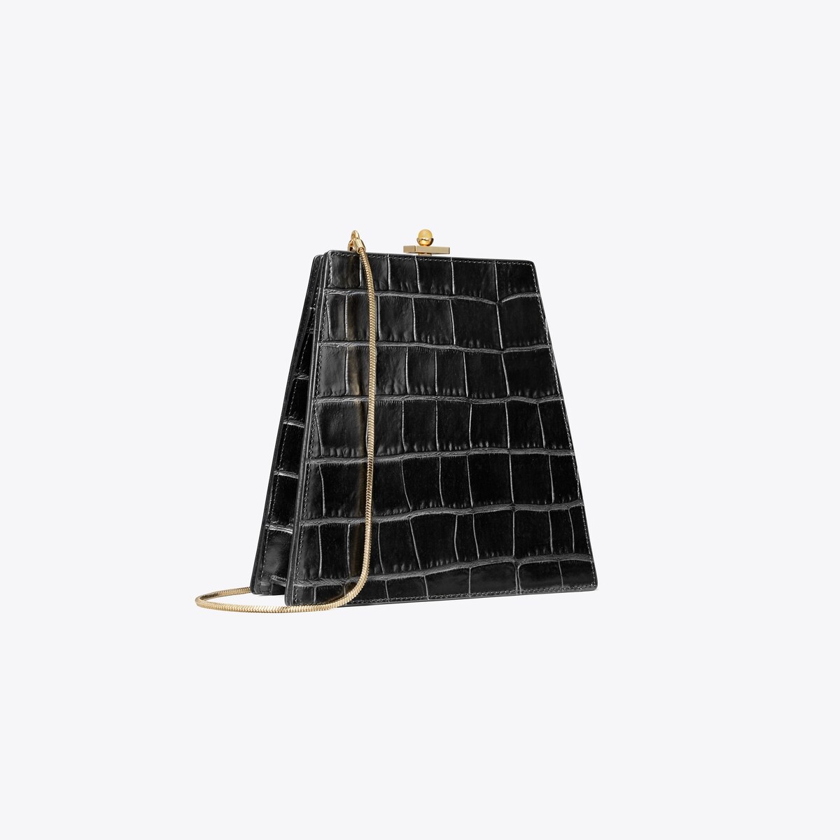 Croc-Embossed Mini Bag in Black, Size Os