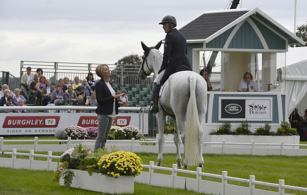 Burghley dressage elimination Rodolphe Scherer (FRA) riding MAKARA DE MONTIEGE during the dressage phase of The Land Rover Burghley Horse Trials near Stamford in Lincolnshire UK on 31st August 2016