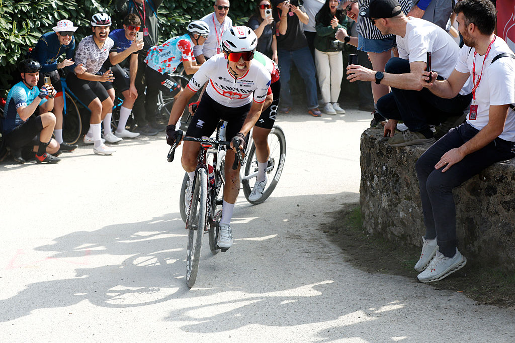 Kasia Niewiadoma-Phinney in action at Strade Bianche