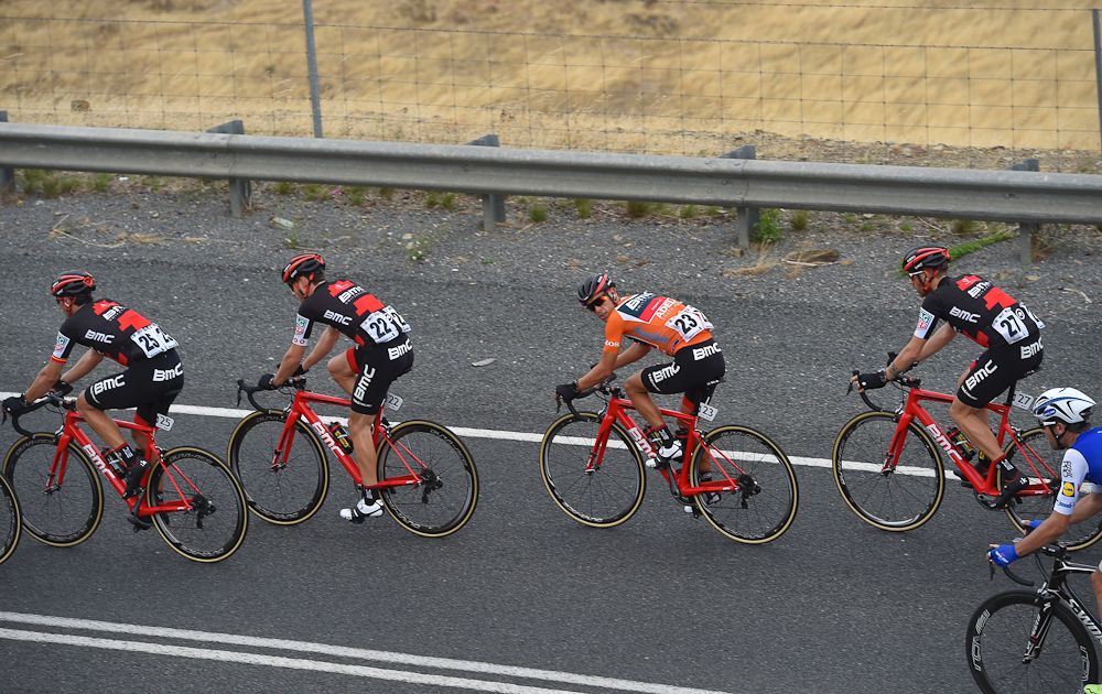 Richie Porte stays safe in the bunch at the Tour Down Under