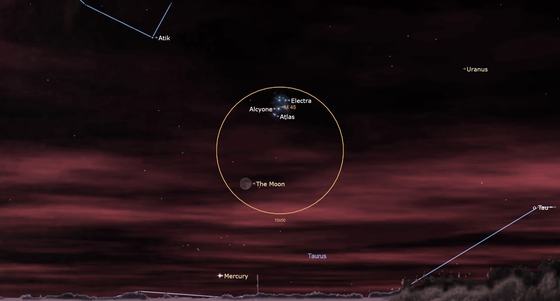 The moon and Mercury meet in the bright red 'eye of the bull' early Friday morning