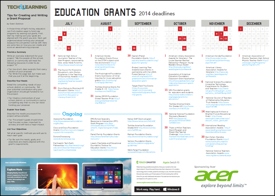 2014-2015 Grants Deadlines &amp; Calendar