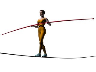 a tightrope walker with a balancing pole