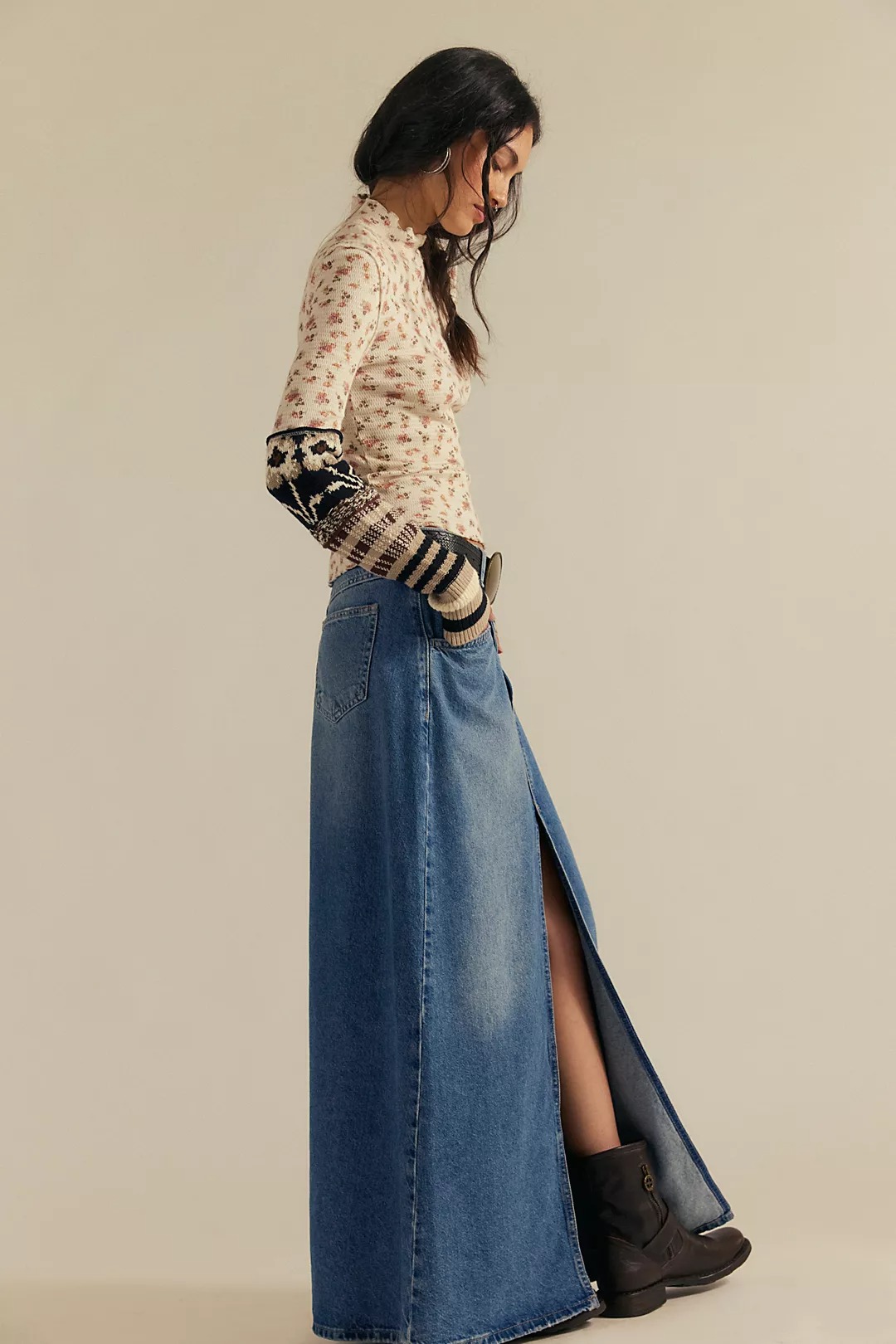 Free People, We The Free Come As You Are Denim Maxi Skirt