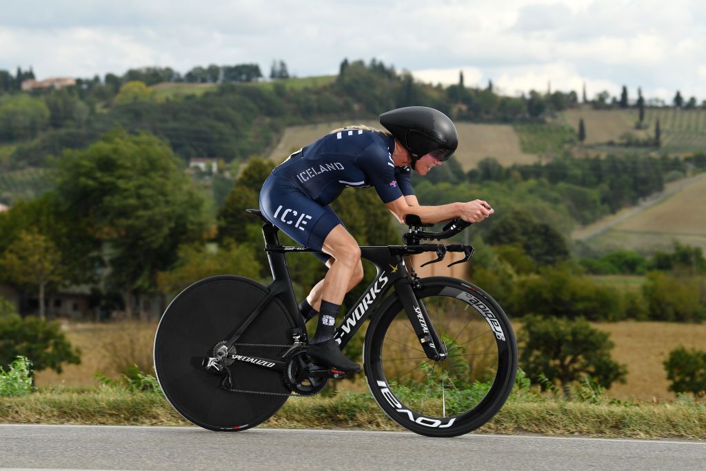 IMOLA ITALY SEPTEMBER 24 Agusta Bjornsdottir of Iceland during the 93rd UCI Road World Championships 2020 Women Elite Individual Time Trial a 317km stage from Imola to Imola ITT ImolaEr2020 Imola2020 on September 24 2020 in Imola Italy Photo by Tim de WaeleGetty Images