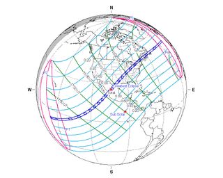 This map shows the path of visibility for the solar eclipse of April 8, 2024.