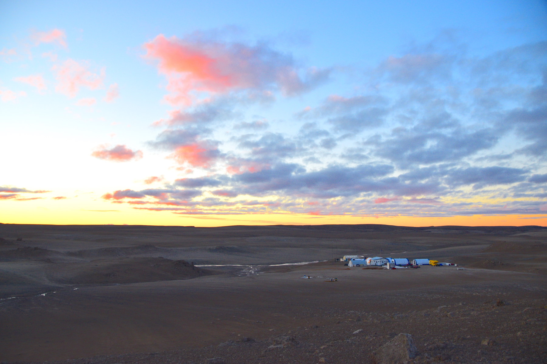 The sun sets over the HMP basecamp at 11 p.m.
