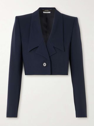 Spencer Cropped Grain De Poudre Wool Blazer