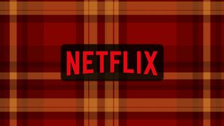 Netflix logo on red plaid background