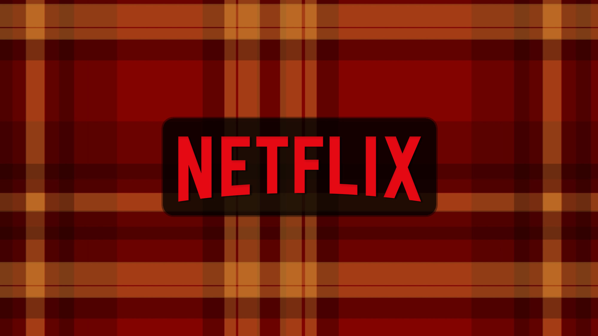 Netflix logo on red plaid background