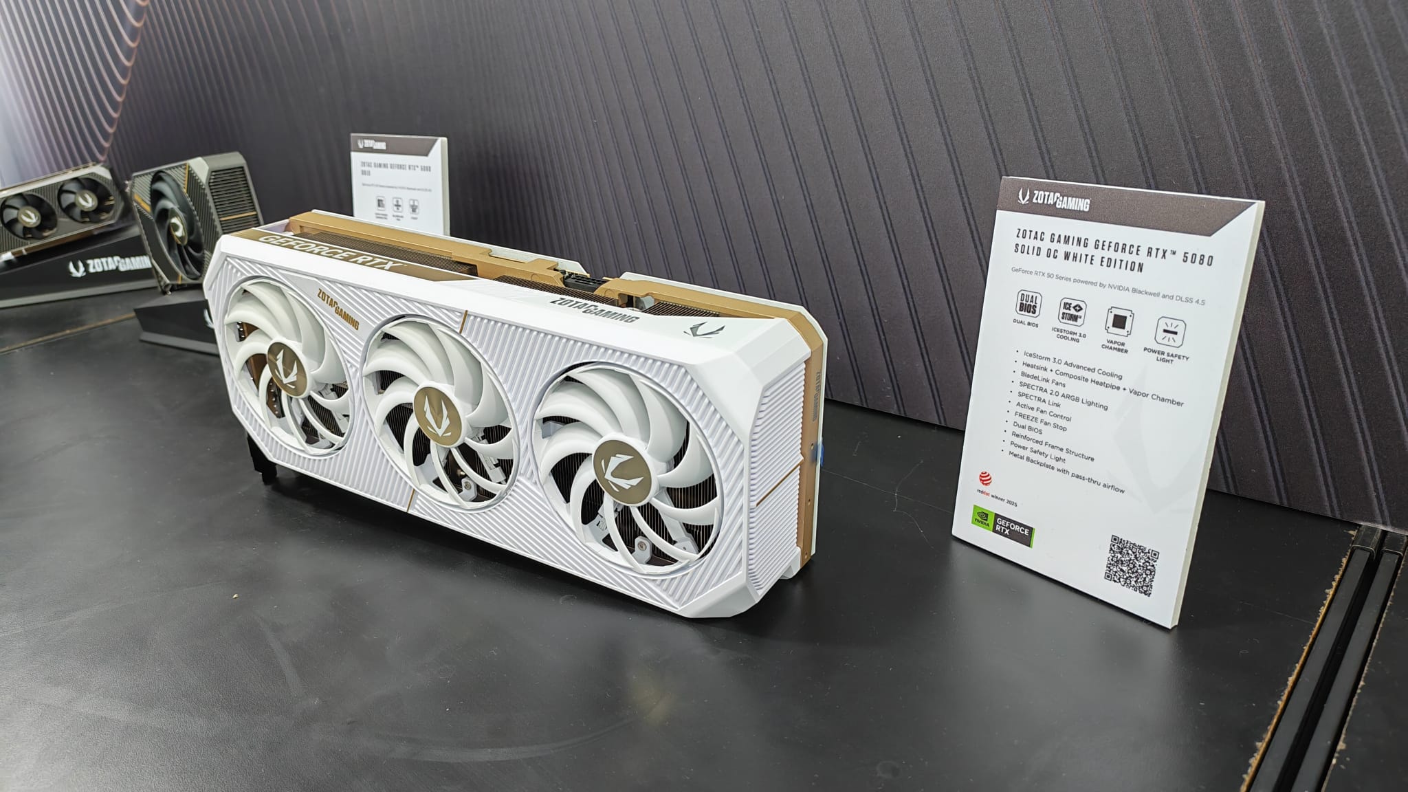 A white Zotac RTX 5080 at Computex 2026