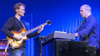 Chris Wood and John Medeski of Medeski Martin & Wood perform at the Cheltenham Jazz Festival on May 3, 2015 in Cheltenham, United Kingdom