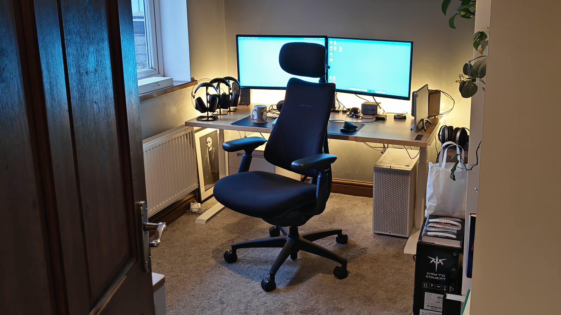 A selection of LiberNovo Omni office chairs in a home work place.