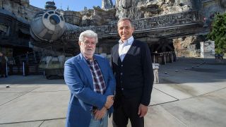 George Lucas and Bob Iger at Star Wars: Galaxy's Edge