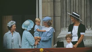 Prince William with Princess Diana on the Buckingham Palace balcony in 1984