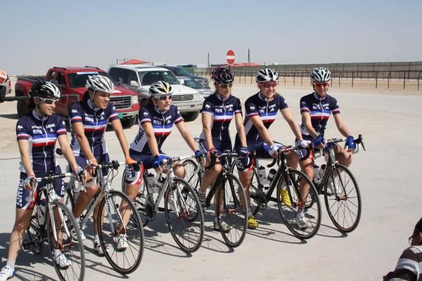 The French team line up for the Ladies Tour of Qatar.