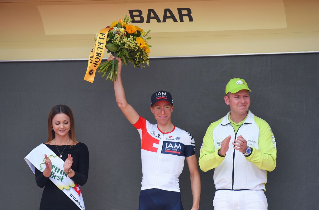 IAM Cycling's Marcel Wyss on the podium