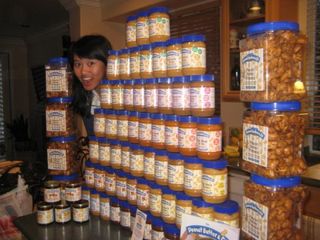 Coryn receives her weight in peanut butter.