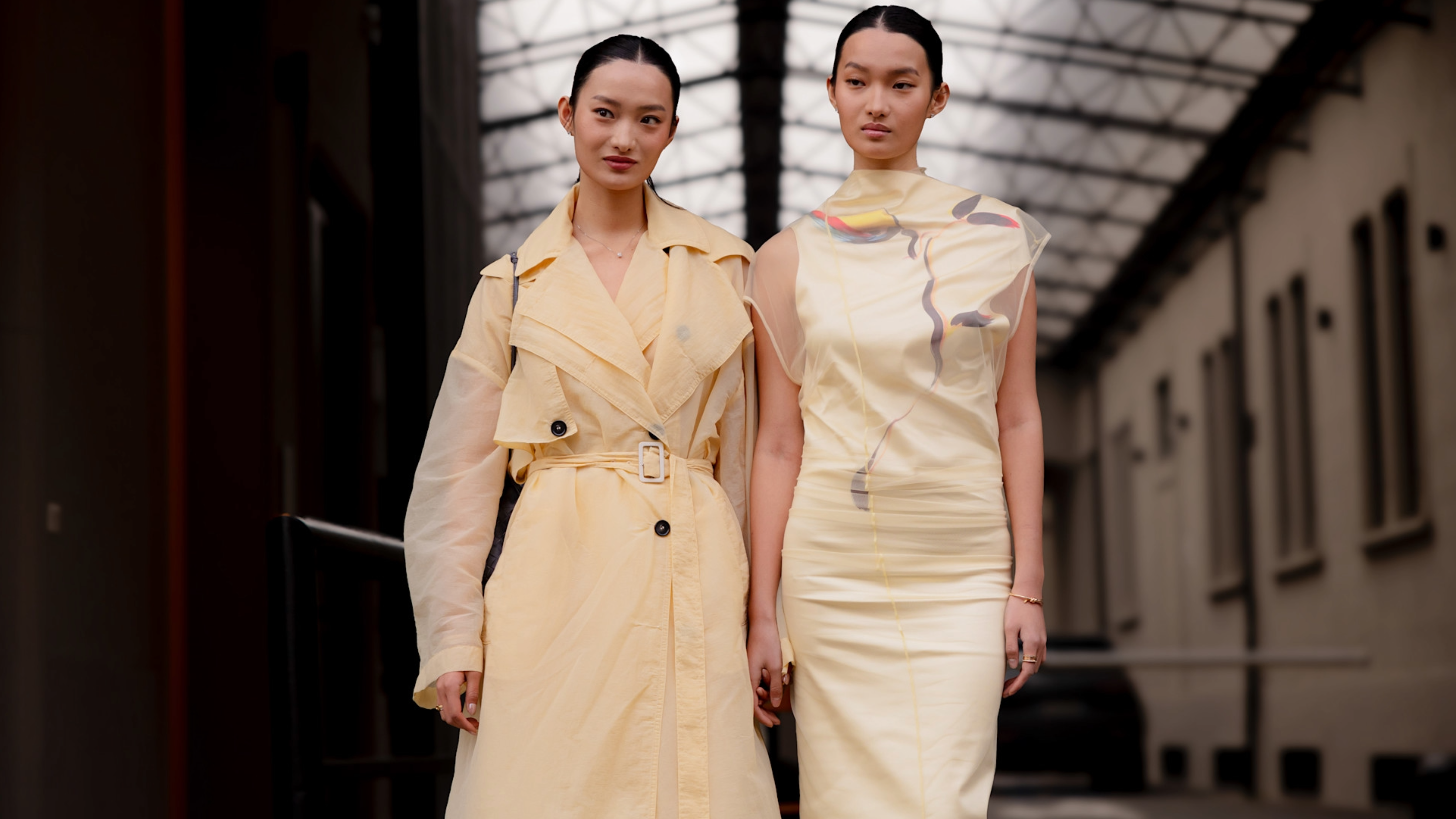 women wearing yellow outfits. 