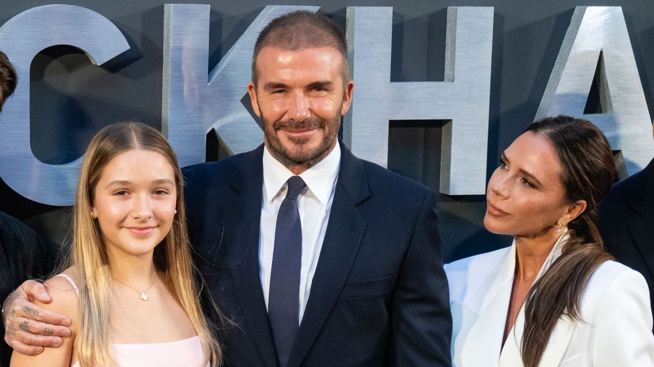 Victoria, David and Harper Beckham attend the UK premiere of &#039;Beckham&#039;