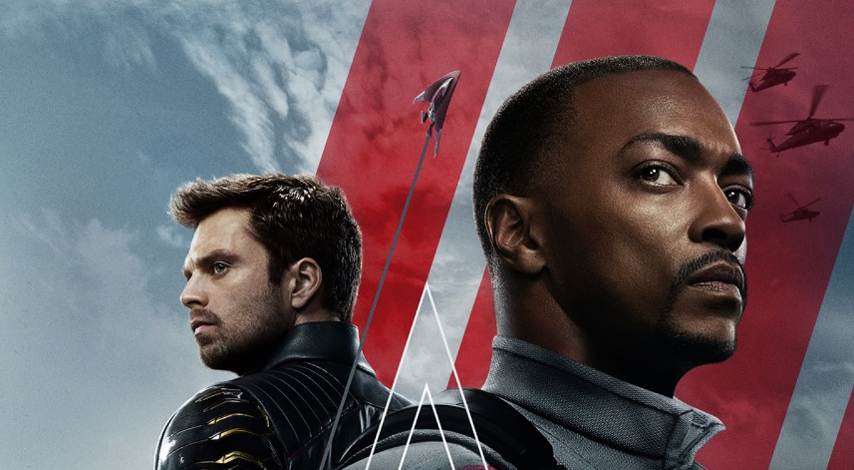 Sam Wilson and Bucky Barnes on The Falcon and the Winter Soldier poster.