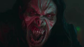 Jared Leto's Morbius with sharp teeth bared