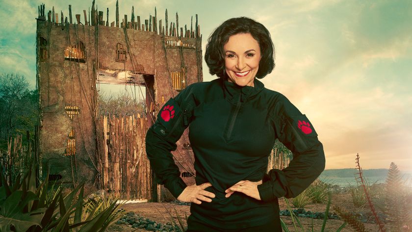 Shirley Ballas stands in her Celebrity Bear Hunt uniform