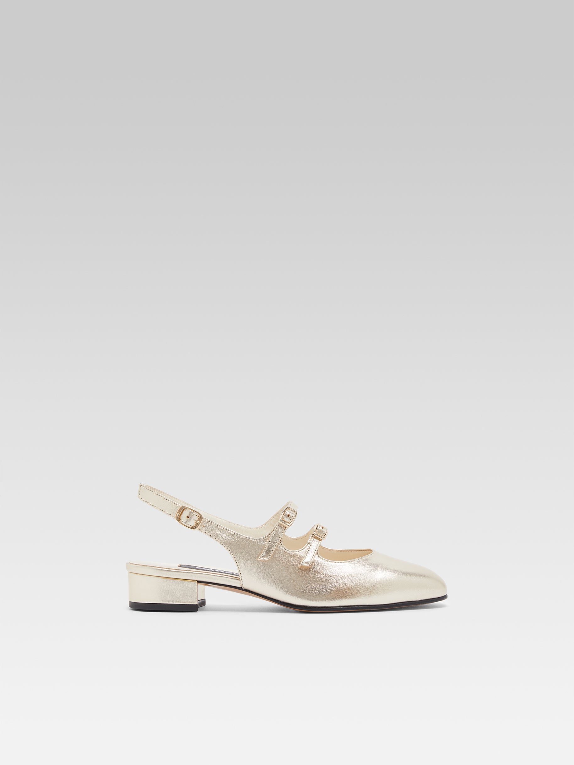 Peche - Platinum Laminated Leather Slingback Mary Janes