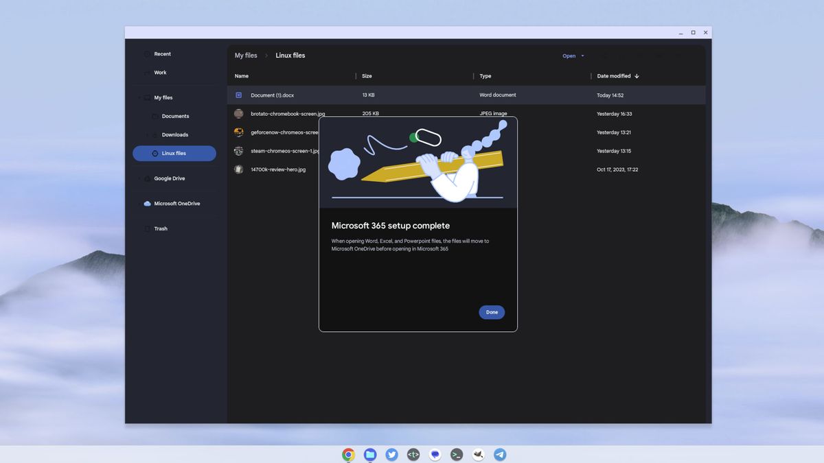 Setting up OneDrive in the Chromebook Files app