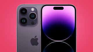 iPhone 14 Pro sur fond rose