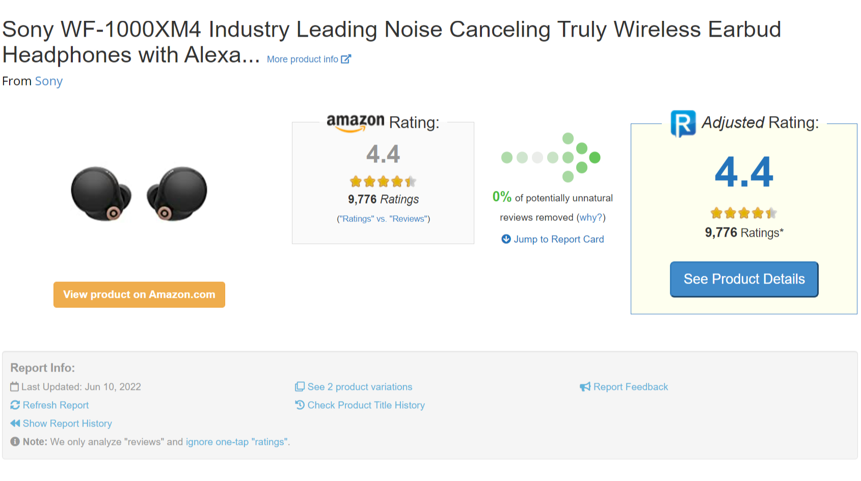 ReviewMeta gives report on the Sony WF-1000XM4