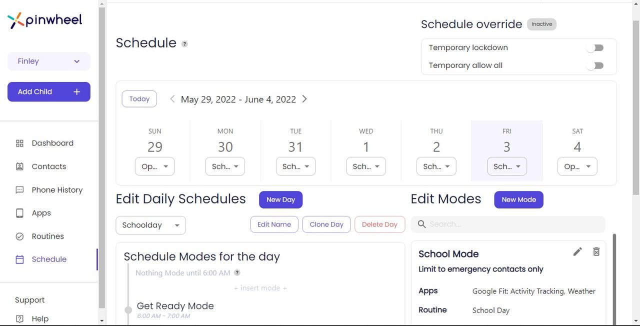 Pinwheel Caregiver Portal screenshot