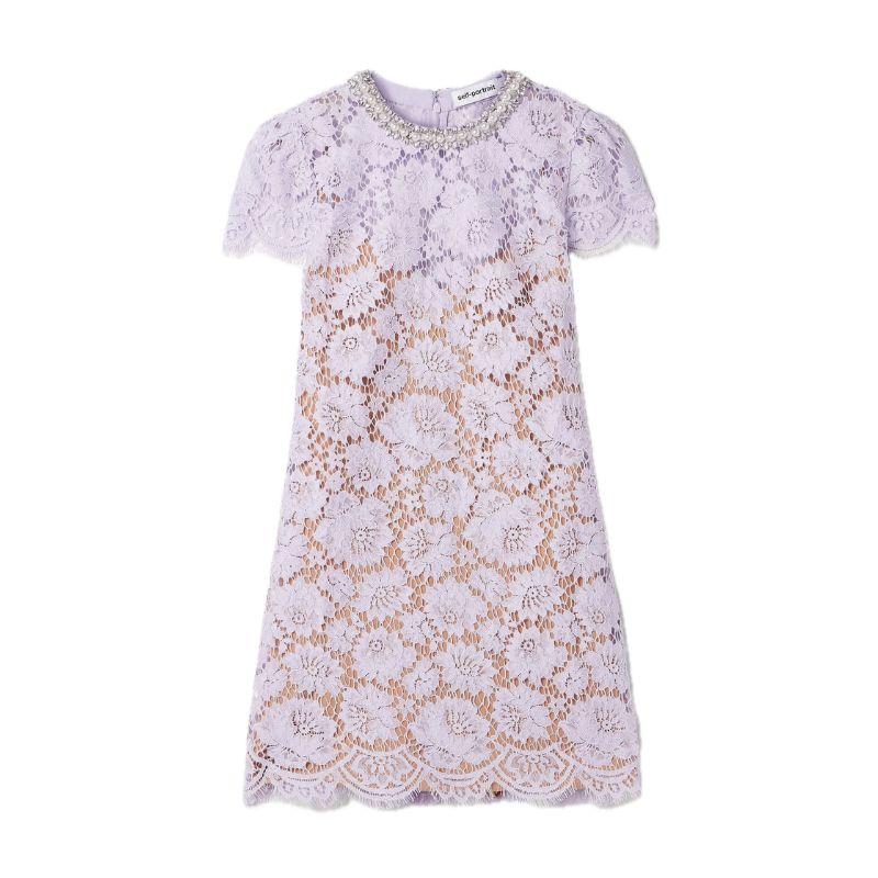 Self-Portrait, Embellished Corded Lace Mini